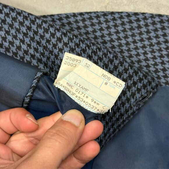 Konen Munchen Houndstooth Blazer Wool Cashmere Sport Coat Blue 42R - Picture 12 of 13